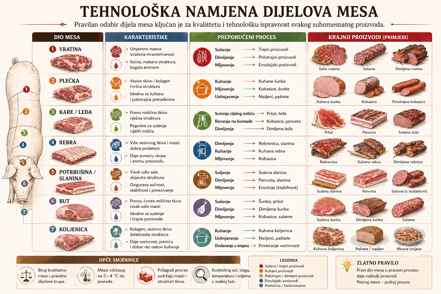 Tehnološka namjena dijelova mesa